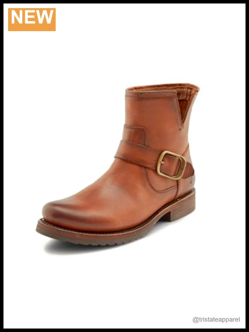 Women's Leather Ankle Booties with Buckle - Waterproof Stitch Welt